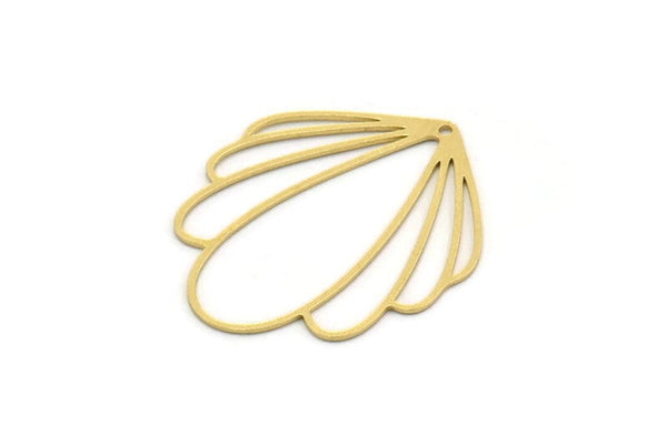 Brass Leaf Charm, 2 Raw Brass Leaf Charms With 1 Hole, Charm Pendants (35x30x0.60mm) SMP0368