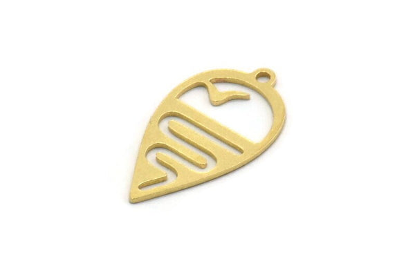 Brass Drop Charm, 12 Raw Brass Drop Charms With 1 Loop, Earrings, Findings (21x12x0.60mm) SMP0369
