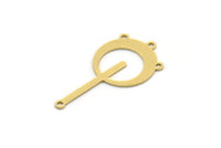 Brass Round Charm, 10 Raw Brass Round Shaped Charms With 4 Loops, Pendants, Findings (30x15x0.60mm) SMP0371