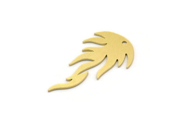 Brass Fire Charm, 12 Raw Brass Fire Shape Charms With 1 Hole, Findings (29x16x0.60mm) SMP0372