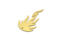 Brass Fire Charm, 12 Raw Brass Fire Shape Charms With 1 Hole, Findings (29x16x0.60mm) SMP0372