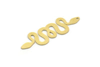 Brass Snake Charm, 4 Raw Brass Snake Shaped Charms With 1 Hole, Pendants, Findings (40x12x0.60mm) SMP0373