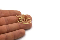 Brass Leaf Charm, 4 Raw Brass Leaf Charms With 1 Loop, Charm Pendants (36x25x0.60mm) SMP0376
