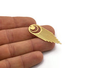 Brass Round Charm, 6 Raw Brass Round Charms With 1 Hole, Fringed Charms, Findings (45x16x0.60mm) SMP0378