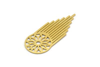 Brass Round Charm, 6 Raw Brass Round Charms With 1 Hole, Fringed Charms, Flower Findings (43x17x0.60mm) SMP0380