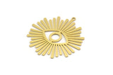 Brass Eye Charm, 4 Raw Brass Eye Charms With 1 Loop, Findings (36x35x0.60mm) SMP0382