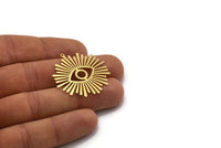 Brass Eye Charm, 4 Raw Brass Eye Charms With 1 Loop, Findings (36x35x0.60mm) SMP0382