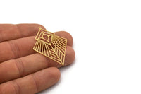 Brass Diamond Charm, 2 Raw Brass Diamond Shaped Charms With 1 Loop, Pendant Findings (49x34x0.60mm) SMP0383 A2630