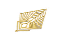 Brass Diamond Charm, 2 Raw Brass Diamond Shaped Charms With 1 Loop, Pendant Findings (49x34x0.60mm) SMP0383 A2630