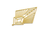 Brass Diamond Charm, 2 Raw Brass Diamond Shaped Charms With 1 Loop, Pendant Findings (49x34x0.60mm) SMP0383 A2630