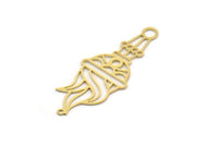 Brass Torch Charm, 4 Raw Brass Torch Shaped Charms With 2 Loops, Findings (47x18x0.60mm) SMP0389 A6346
