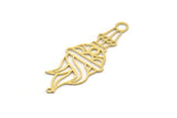 Brass Torch Charm, 4 Raw Brass Torch Shaped Charms With 2 Loops, Findings (47x18x0.60mm) SMP0389 A6346
