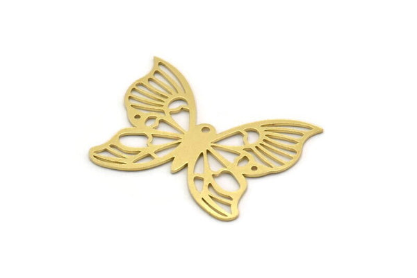 Brass Butterfly Charm, 4 Raw Brass Butterfly Charms With 1 Loop, Earring Findings (25x33x0.60mm) SMP0390