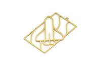 Brass Rectangle Charm, 2 Raw Brass Space Shuttle Charms With 1 Loop, Earrings, Pendants, Findings (38x25x0.60mm) SMP0392