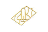 Brass Rectangle Charm, 2 Raw Brass Space Shuttle Charms With 1 Loop, Earrings, Pendants, Findings (38x25x0.60mm) SMP0392
