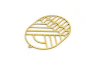 Brass Oval Charm, 4 Raw Brass Oval Charms With 1 Loop, Earring Charms (35x26x0.60mm) SMP0394