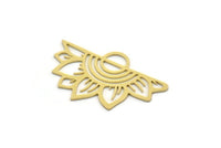 Brass Flower Charm, 6 Raw Brass Flower Shaped Charms With 1 Loop, Findings (20.5x33x0.60mm) SMP0395