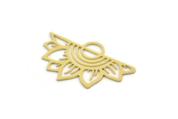 Brass Flower Charm, 6 Raw Brass Flower Shaped Charms With 1 Loop, Findings (20.5x33x0.60mm) SMP0395