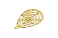 Brass Drop Charm, 4 Raw Brass Spider Web Charms With 1 Loop, Charm Pendants (35x22x0.60mm) SMP0399 A5821