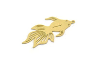 Brass Fish Charm, 4 Raw Brass Gold Fish Shaped Charms With 1 Loop, Findings (40x20x0.60mm) SMP0401 A6260