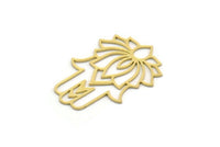 Brass Hand Charm, 4 Raw Brass Hand Shaped Charms, Lotus Flower Charms, Earrings, Findings (32x22x0.60mm) SMP0402
