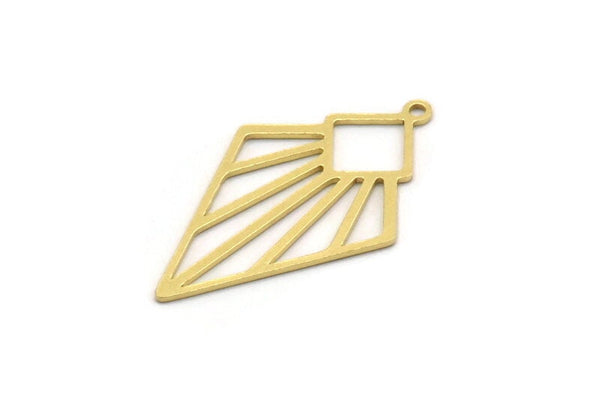 Brass Diamond Charm, 8 Raw Brass Diamond Shaped Charms With 1 Loop, Pendant Findings (30x18x0.60mm) SMP0403