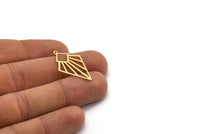 Brass Diamond Charm, 8 Raw Brass Diamond Shaped Charms With 1 Loop, Pendant Findings (30x18x0.60mm) SMP0403