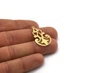 Brass Ethnic Charm, 6 Raw Brass Ethnic Motif Charms With 1 Loop, Earring Charms (32x19x0.60mm) SMP0406