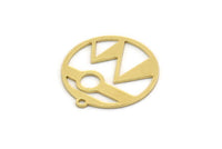 Brass Round Charm, 8 Raw Brass Mountain Charms With 1 Loop, Charm Pendants (20.5x19x0.60mm) SMP0407