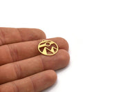 Brass Round Charm, 8 Raw Brass Mountain Charms With 1 Loop, Charm Pendants (20.5x19x0.60mm) SMP0407