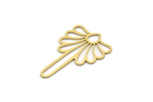 Brass Flower Charm, 6 Raw Brass Flower Charms, Charm Pendants (30x19x0.60mm) SMP0410