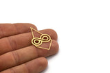 Brass Diamond Charm, 4 Raw Brass Diamond And Infinity Shaped Charms With 1 Loop, Pendant Findings (38x24x0.60mm) SMP0412