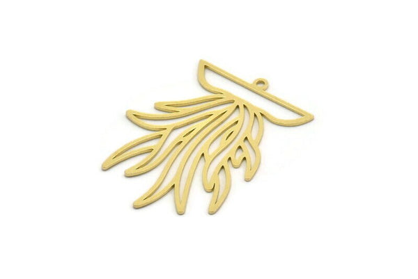 Brass Flower Charm, 4 Raw Brass Flower Shape Charms With 1 Loop, Charm Pendants (36x27x0.60mm) SMP0415