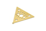 Brass Triangle Charm, 4 Raw Brass Eye Patterned Triangle Shaped Charms With 1 Loop, Findings (31x34x0.60mm) SMP0416