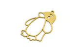 Brass Penguin Charm, 4 Raw Brass Penguin Charms With 1 Loop, Earring Charms (34x21x0.60mm) SMP0598