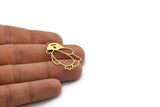 Brass Penguin Charm, 4 Raw Brass Penguin Charms With 1 Loop, Earring Charms (34x21x0.60mm) SMP0598