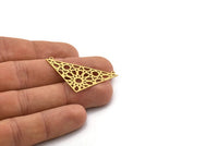 Brass Triangle Charm, 4 Raw Brass Triangle Shaped Charms With 2 Loops, Connector Findings (24x44x0.60mm) SMP0607
