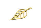 Brass Leaf Charm, 8 Raw Brass Leaf Charms With 1 Hole, Findings (36x15x0.60mm) SMP0609