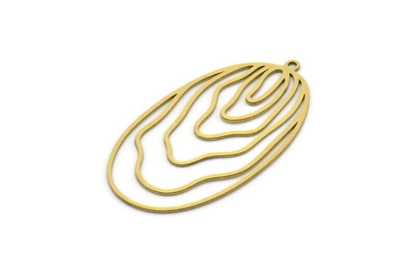 Brass Drop Charm, 2 Raw Brass Drop Charms With 1 Loop, Earrings, Findings (43x24x0.60mm) SMP0611