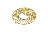 Brass Round Charm, 2 Raw Brass Rising Sun Patterned Round Shaped Charms With 1 Loop, Charm Pendants (40x38x0.60mm) SMP0612