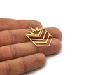Brass Chevron Charm, 4 Raw Brass Chevron Shaped Charms With 1 Loop, Earring Charms (35x25x0.60mm) SMP0613