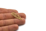 Brass Leaf Charm, 8 Raw Brass Leaf Charms With 1 Hole, Findings (36x13x0.60mm) SMP0614