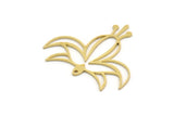Brass Flower Charm, 4 Raw Brass Flower Shaped Charms With 1 Loop, Findings (33x37x0.80mm) SMP0615