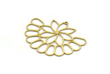 Brass Flower Charm, 2 Raw Brass Flower Shaped Charms With 1 Hole, Findings (33x42x0.60mm) SMP0616
