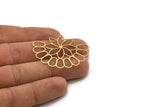 Brass Flower Charm, 2 Raw Brass Flower Shaped Charms With 1 Hole, Findings (33x42x0.60mm) SMP0616