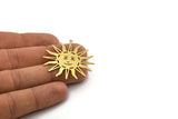 Brass Sun Charm, 4 Raw Brass Sun Charms With 1 Loop, Findings (40x38x0.60mm) SMP0617