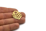 Brass Chevron Charm, 4 Raw Brass Chevron Shaped Charms With 1 Loop And 3 Holes, Earring Charms (34x25x0.60mm) SMP0632