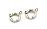 16mm Spring Ring Clasps, 6 Antique Silver Plated Brass Round Spring Ring Clasps with 1 Loop (16mm) BS 2357