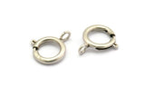 16mm Spring Ring Clasps, 6 Antique Silver Plated Brass Round Spring Ring Clasps with 1 Loop (16mm) BS 2357