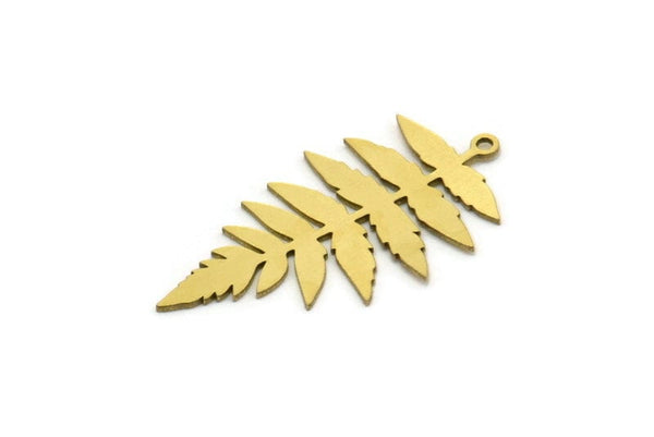 Brass Leaf Charm, 10 Raw Brass Branch Charms With 1 Loop, Charm Pendants (33x18x0.60mm) SMP0638 A5452
